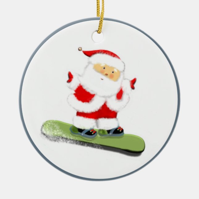 Snowboarden Santa Keramikornament (Vorne)