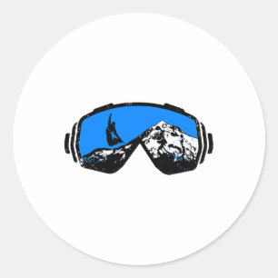 Snowboarden Ski Goggles Berg gestört Design Runder Aufkleber