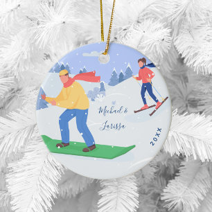 Snowboarden & Skifahren Extrem Winter Sportverein Keramik Ornament