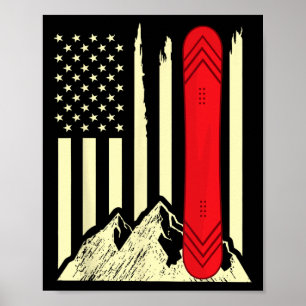 Snowboarden Skifahren Snowboard Amerikanische Flag Poster