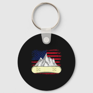 Snowboarden Skifahren Snowboard amerikanische Flag Schlüsselanhänger