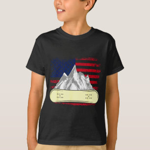 Snowboarden Skifahren Snowboard amerikanische Flag T-Shirt