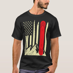 Snowboarden Skifahren Snowboard Amerikanische Flag T-Shirt