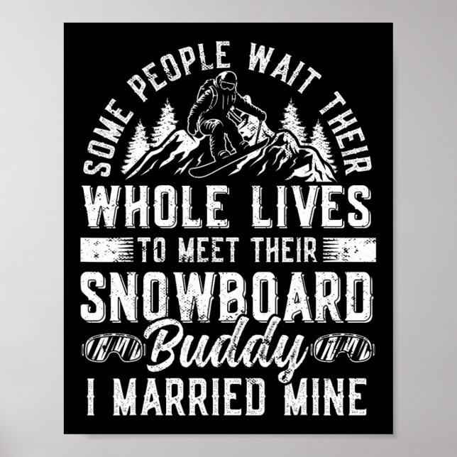Snowboarden Snowboard Ehe Ehefrau Ehemann Weddi Poster (Vorne)