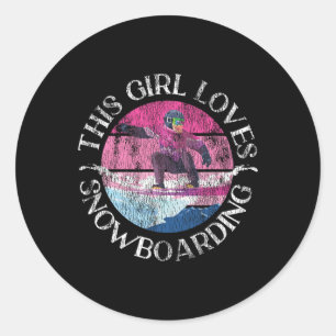 Snowboarden Snowboard Mädchen Vintage Retro Dieses Runder Aufkleber