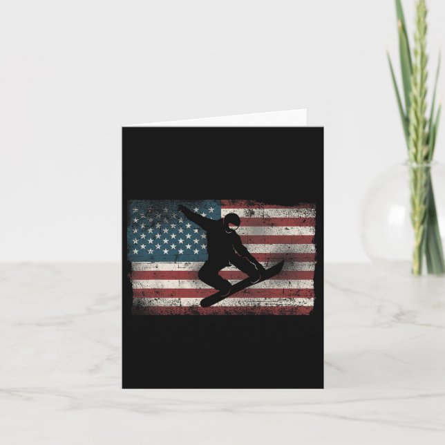 Snowboarden Snowboard Patriotic Vintag American Karte (Vorderseite)