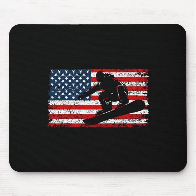 Snowboarden Snowboard Patriotic Vintag American Mousepad (Vorne)