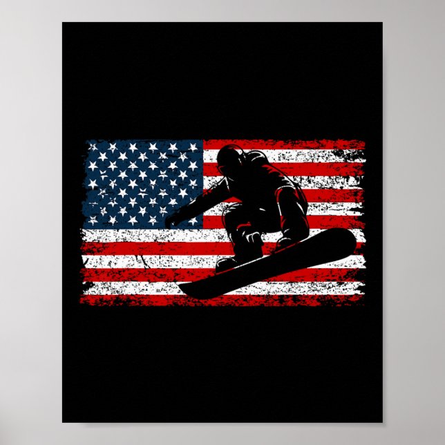 Snowboarden Snowboard Patriotic Vintag American Poster (Vorne)