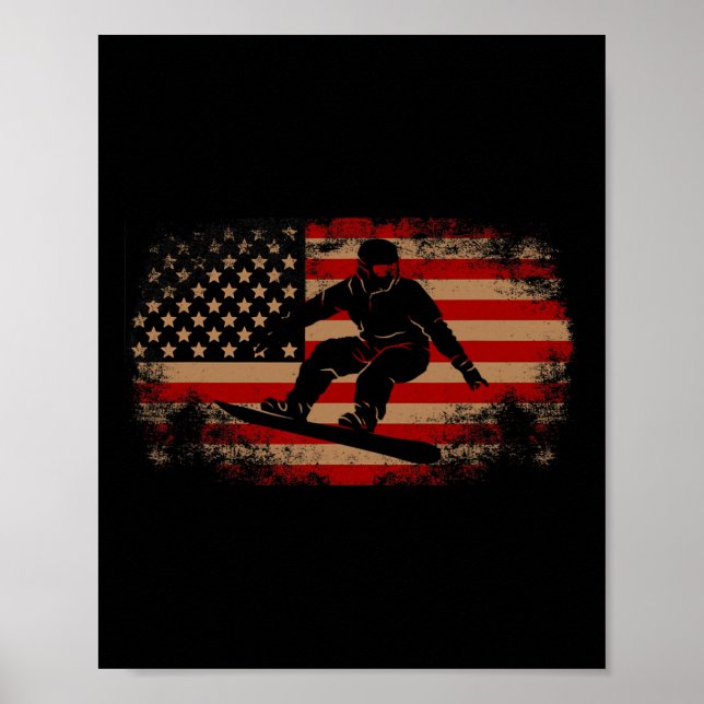 Snowboarden Snowboard Patriotic Vintag American Poster (Vorne)