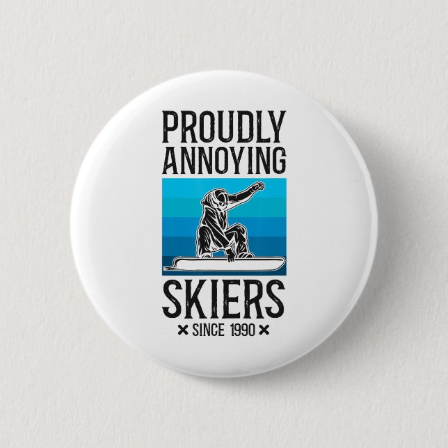 Snowboarden Snowboard Ski Skifahren Retro Button (Vorderseite)