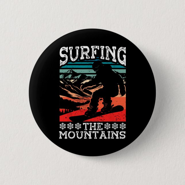 Snowboarden Snowboard Vintag Retro Surfen M Button (Vorderseite)