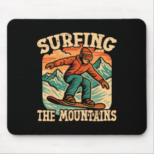 Snowboarden Snowboard Vintag Retro Surfen M Mousepad