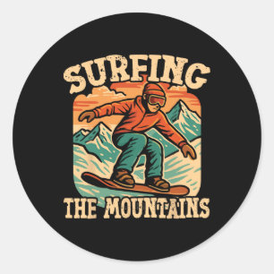 Snowboarden Snowboard Vintag Retro Surfen M Runder Aufkleber