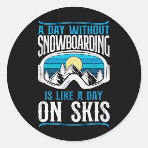 Snowboarden Snowboard Vintages Retro Skifahren Go Runder Aufkleber