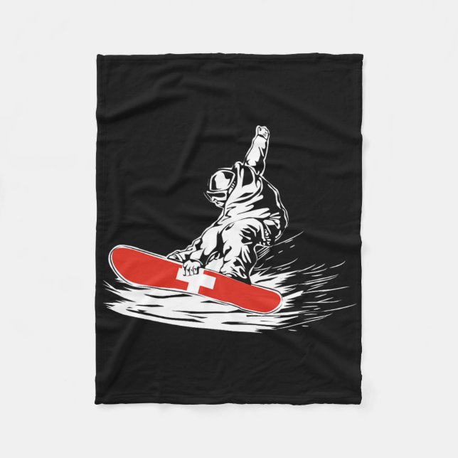Snowboarden Snowboarder Schweizer Flagge Winterspo Fleecedecke (Vorderseite)