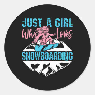 Snowboarden Snowboarder Winter Sports Frauen Girls Runder Aufkleber