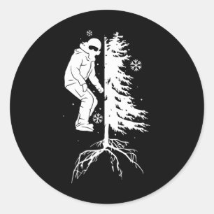 Snowboarden Snowborder Off Piste Tree Runder Aufkleber