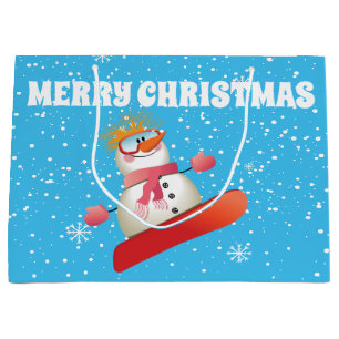 Snowboarden Snowman Geschenktasche Große Geschenktüte