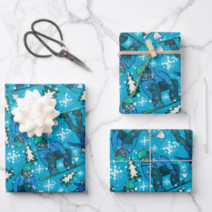 Snowboarden Spaß Geschenkpapier Set