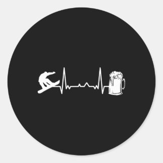 Snowboarden Sport - Heartbeat Ekg Snowboard Snow Runder Aufkleber