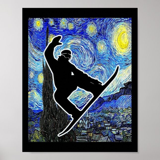 Snowboarden Startnight Snowboard Van Gogh Poster (Vorne)