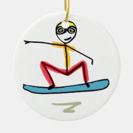 Snowboarden Stickman Keramik Ornament