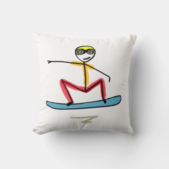 Snowboarden Stickman Kissen (Vorderseite)