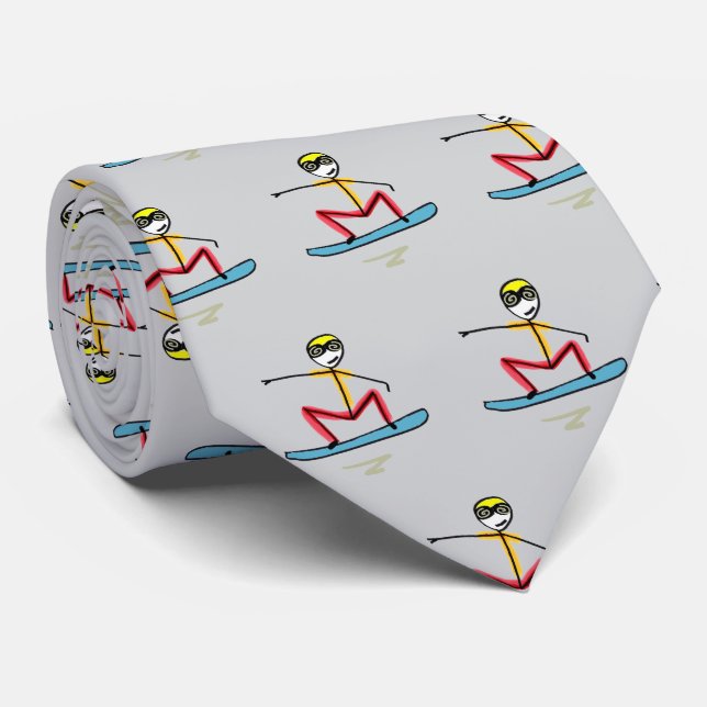 Snowboarden Stickman Krawatte (Gerollt)
