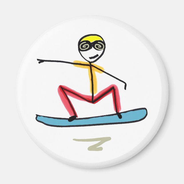 Snowboarden Stickman Magnet (Vorne)