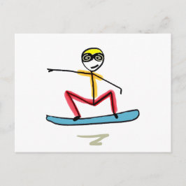 Snowboarden Stickman Postkarte