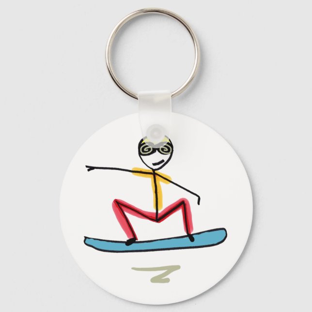 Snowboarden Stickman Schlüsselanhänger (Vorderseite)