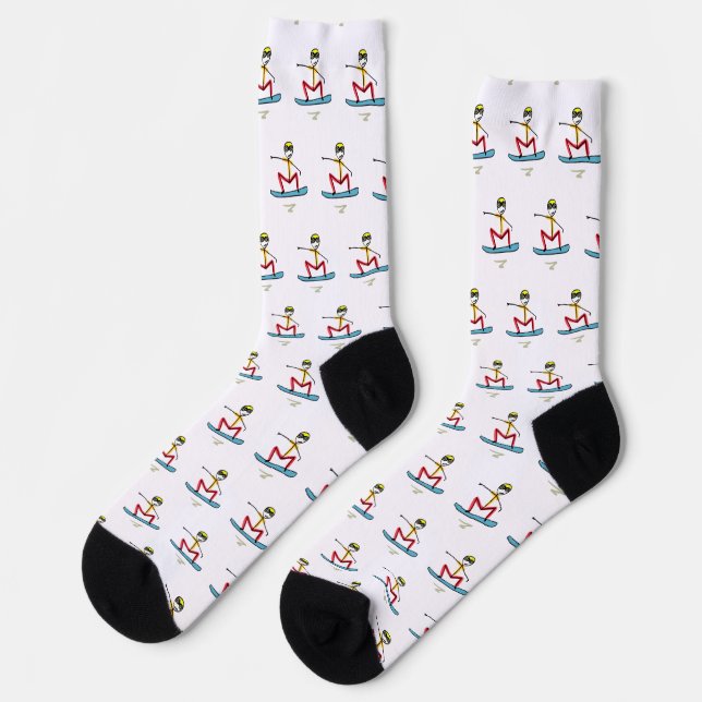 Snowboarden Stickman Socken (Linkes Detail)