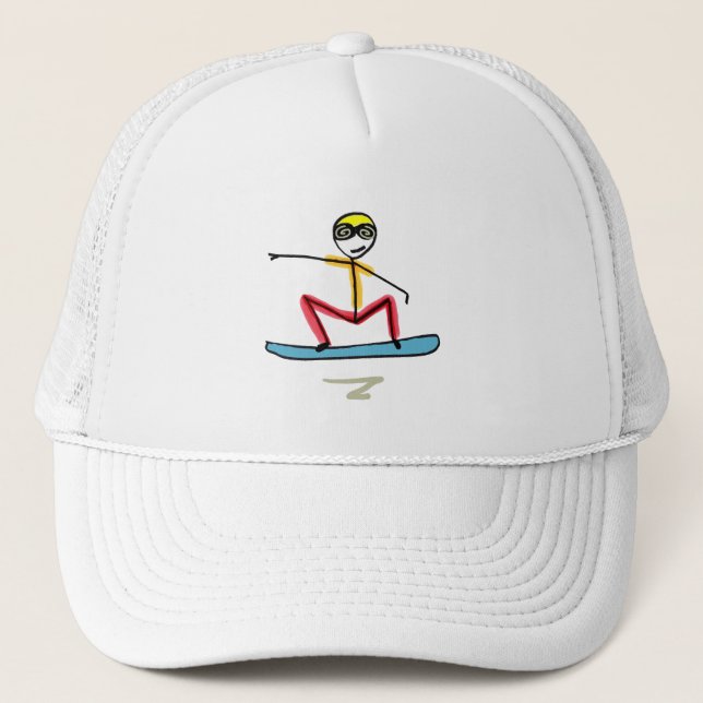 Snowboarden Stickman Truckerkappe (Vorderseite)