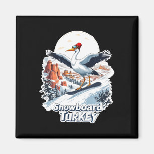 Snowboarden Storch in türkischer Winterlandschaft Magnet