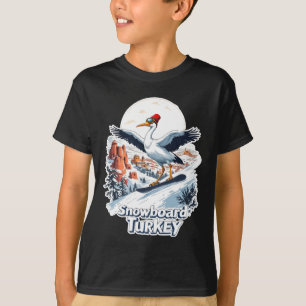 Snowboarden Storch in türkischer Winterlandschaft T-Shirt