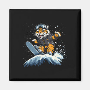 Snowboarden - Tiger auf Snowboard Snowboarden Magnet