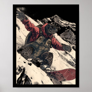 Snowboarden Tortoise Alp Berg Skigebiet T Poster