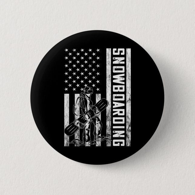 Snowboarden Vintag Snowboarder Usa Flag Amerika Button (Vorderseite)