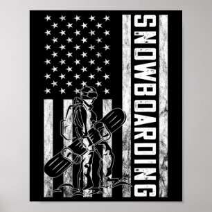 Snowboarden Vintag Snowboarder Usa Flag Amerika Poster
