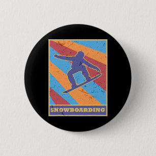 Snowboarden Vintage Retro Farben Skate Ski Snowboa Button