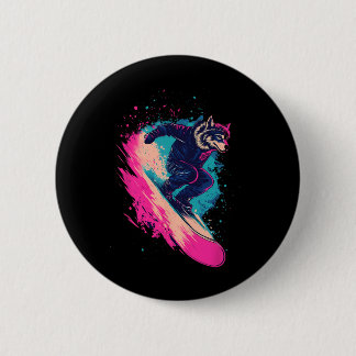 Snowboarden - Wolf auf einem Snowboard-Snowboard Button