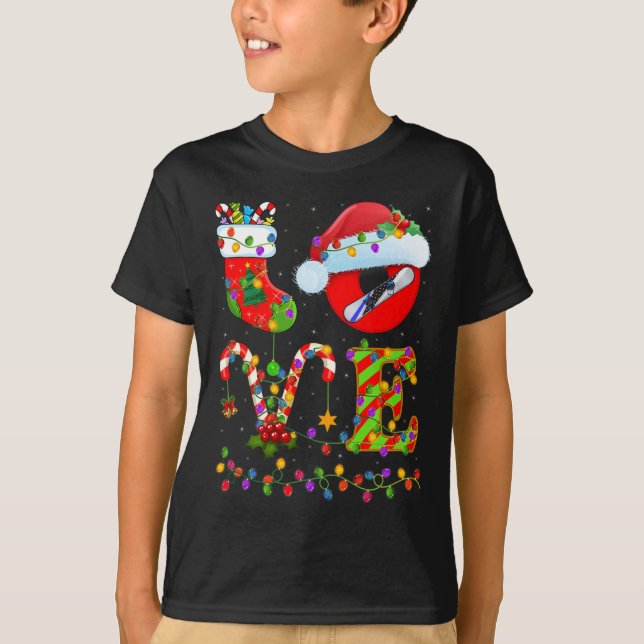 Snowboarden Xmas Lighting Santa Liebe Snowboarden T-Shirt (Vorderseite)