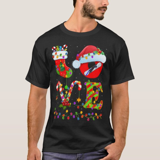 Snowboarden Xmas Lighting Santa Liebe Snowboarden T-Shirt (Vorderseite)