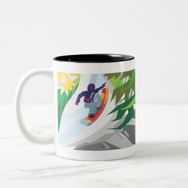 Snowboarden Zweifarbige Tasse (Links)