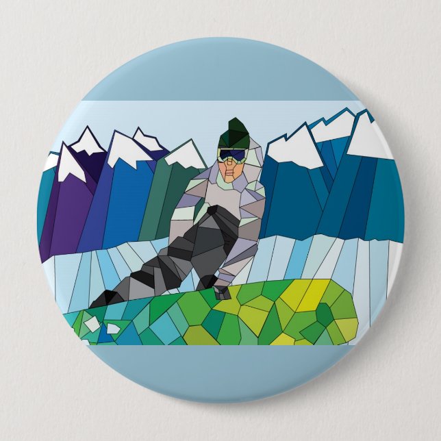 Snowboarder-Button (fertigen Sie zurück Farbe!) Button (Vorderseite)