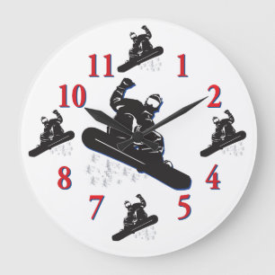Snowboarder Clock - Its Time to Snowboarder Große Wanduhr