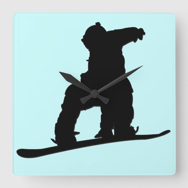 Snowboarder Clock Quadratische Wanduhr (Vorderseite)