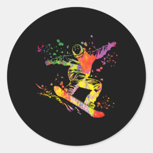 Snowboarder Colorful Snowboard Snowboarden 12 Runder Aufkleber