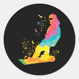 Snowboarder Colorful Snowboard Snowboarden 30 Runder Aufkleber