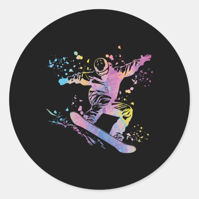 Snowboarder Colorful Snowboard Snowboarden 48 Runder Aufkleber (Vorderseite)
